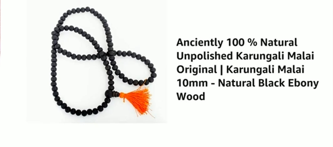 108+1 Divya Karungali Mala - Natural Ebony Wood Beads (Govt. Certified)