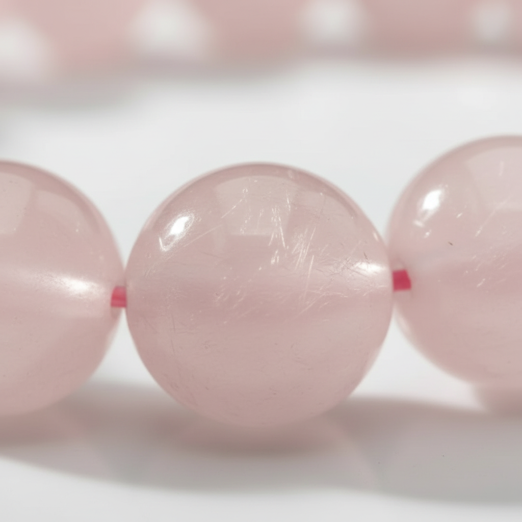 Close-up Detail of Rose Quartz Beads