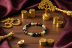 Money Multiplier Bracelet with gold coins - wealth and abundance theme